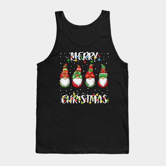 Funny Gnomes Merry Christmas Tank Top by Jhon Towel